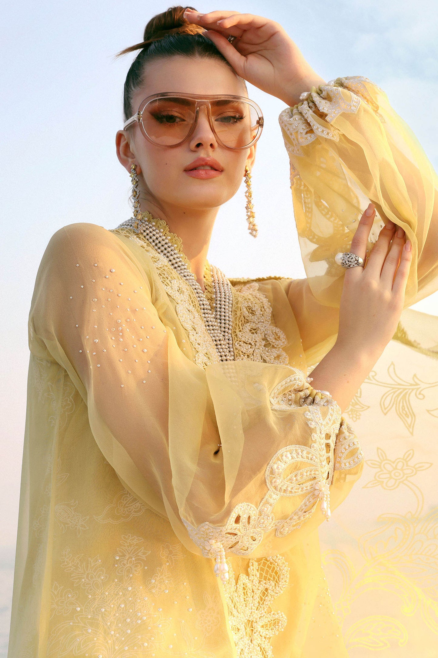 3 Piece Unstitched Embroidered Organza Suit