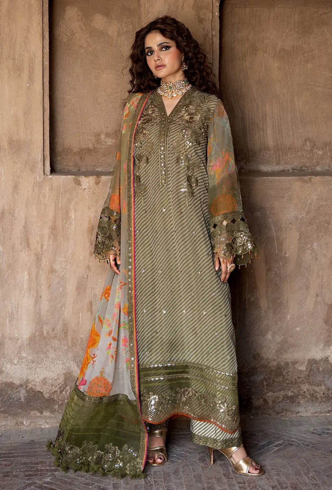 3-PC UNSTITCHED EMBROIDERED CHIFFON COLLECTION VSLW6-05
