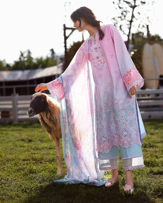 Lawn - Mushq - Solace 26 - Ombre Chikankari - MUNSS#207 - Faint Blossom