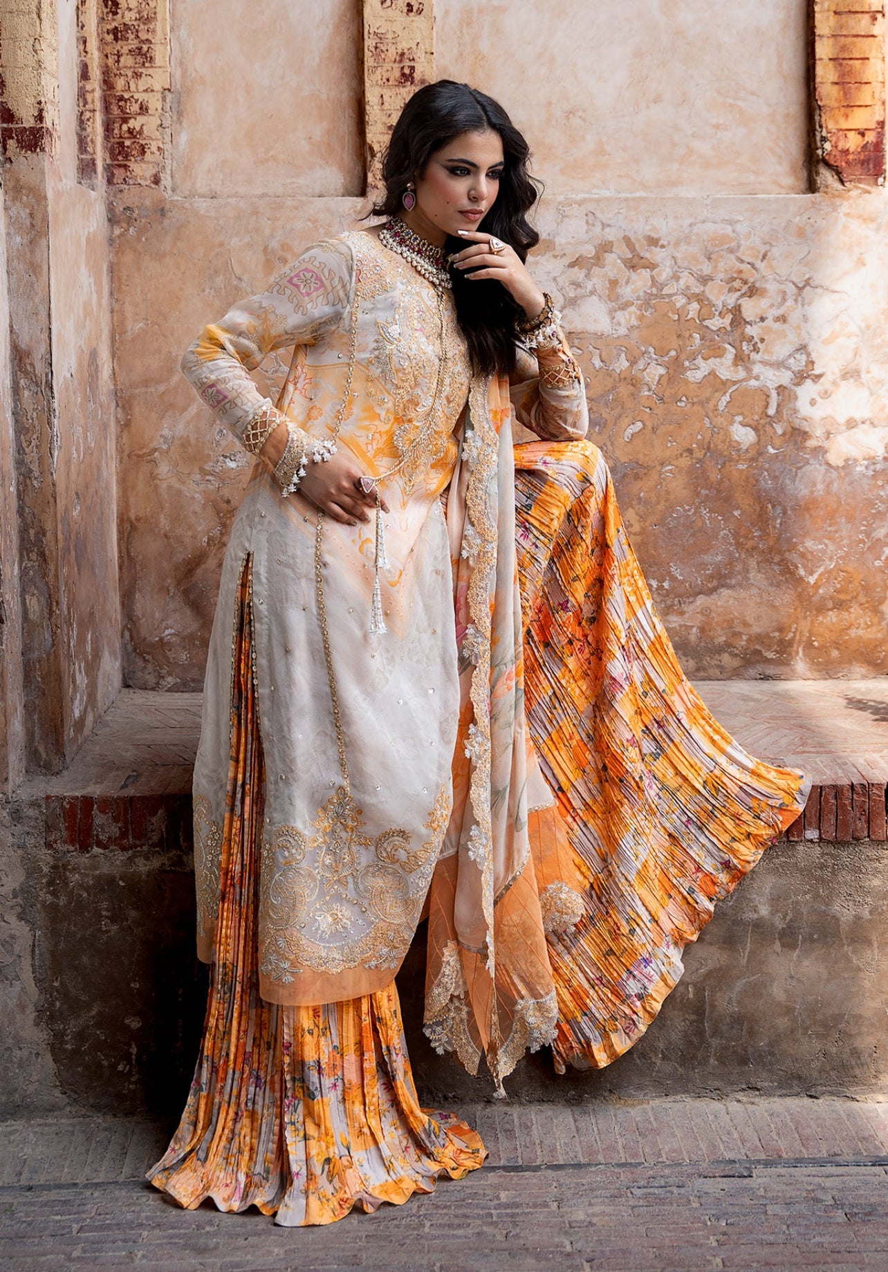 3-PC UNSTITCHED EMBROIDERED CHIFFON COLLECTION VSLW6-06