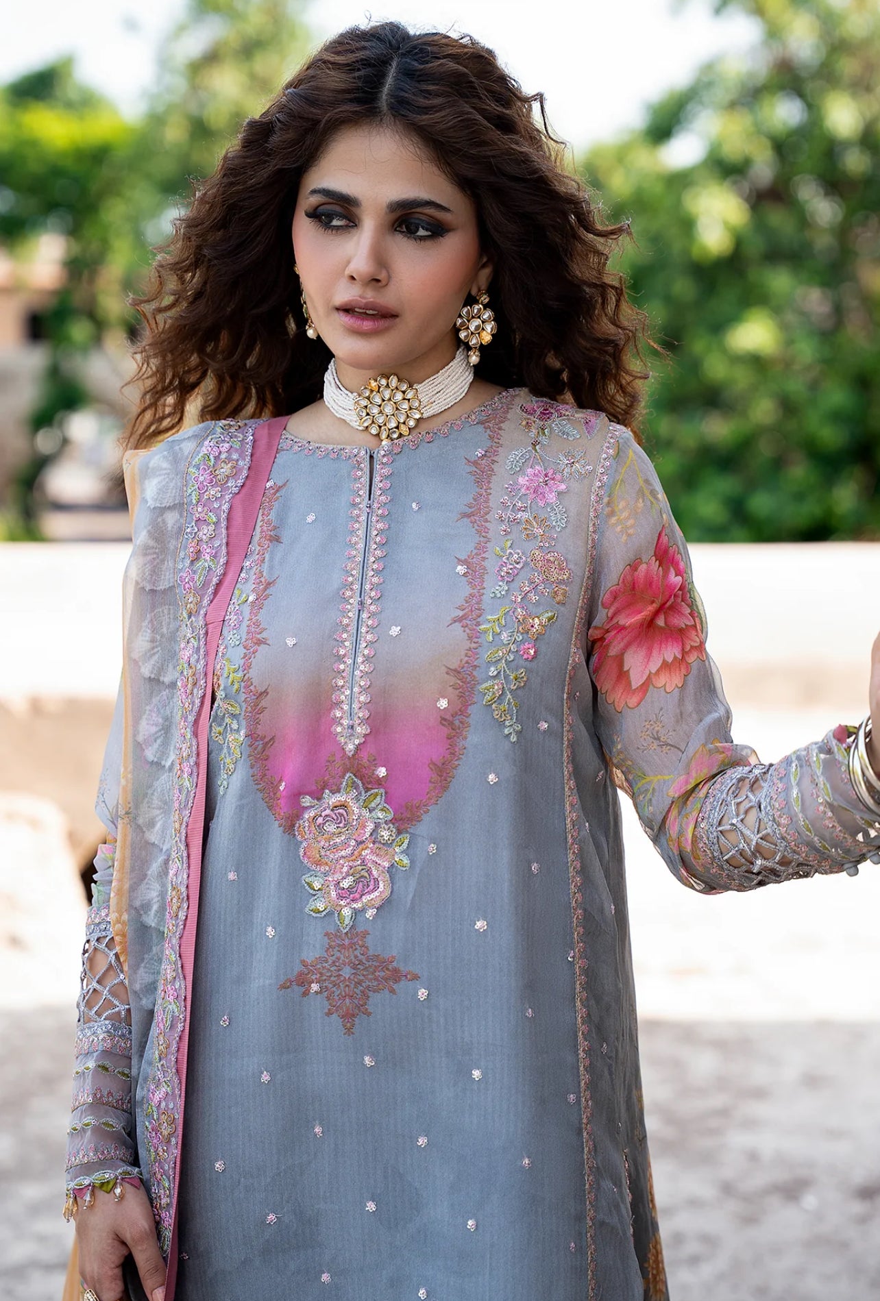 3-PC UNSTITCHED EMBROIDERED CHIFFON COLLECTION VSLW6-03