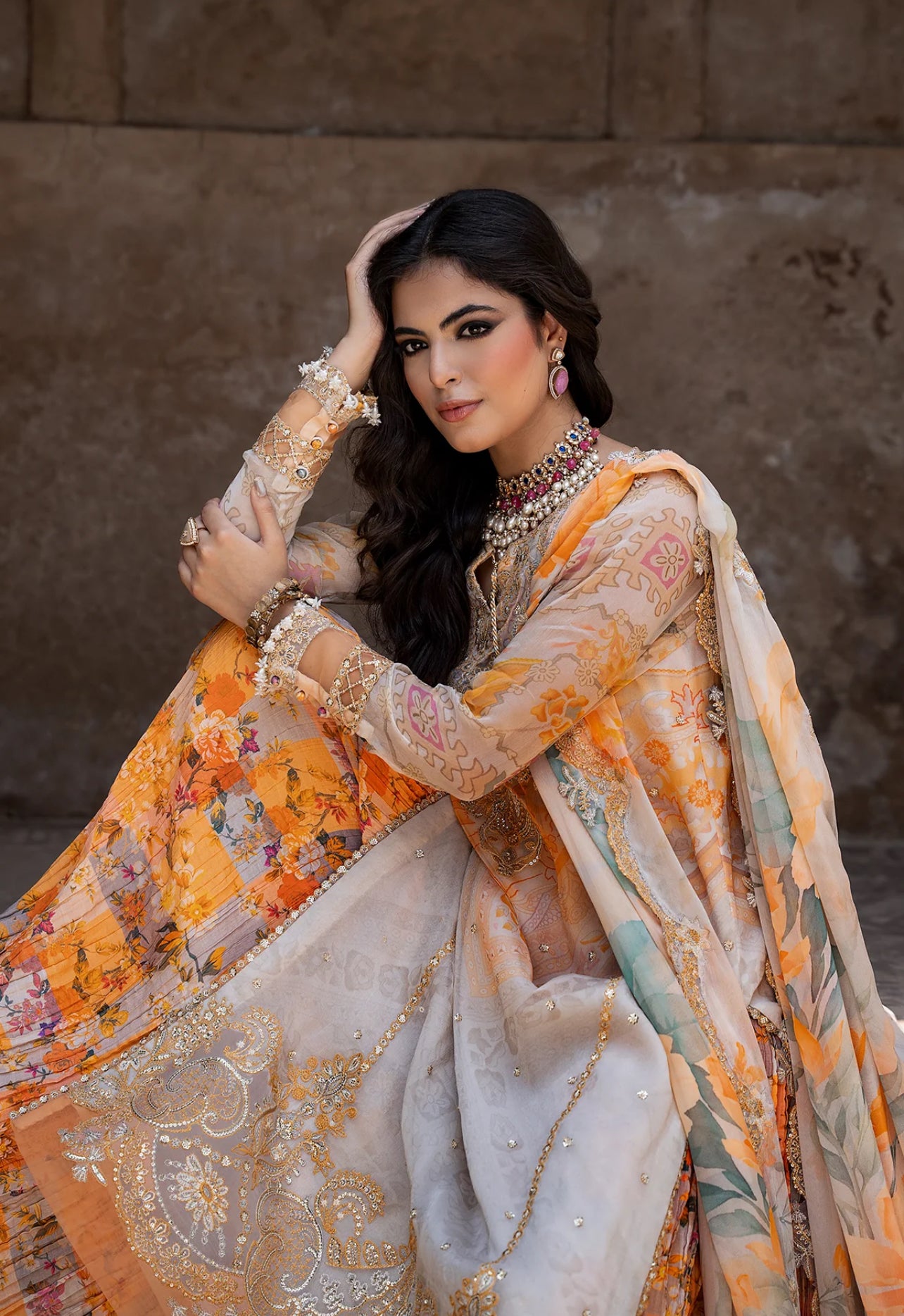 3-PC UNSTITCHED EMBROIDERED CHIFFON COLLECTION VSLW6-06