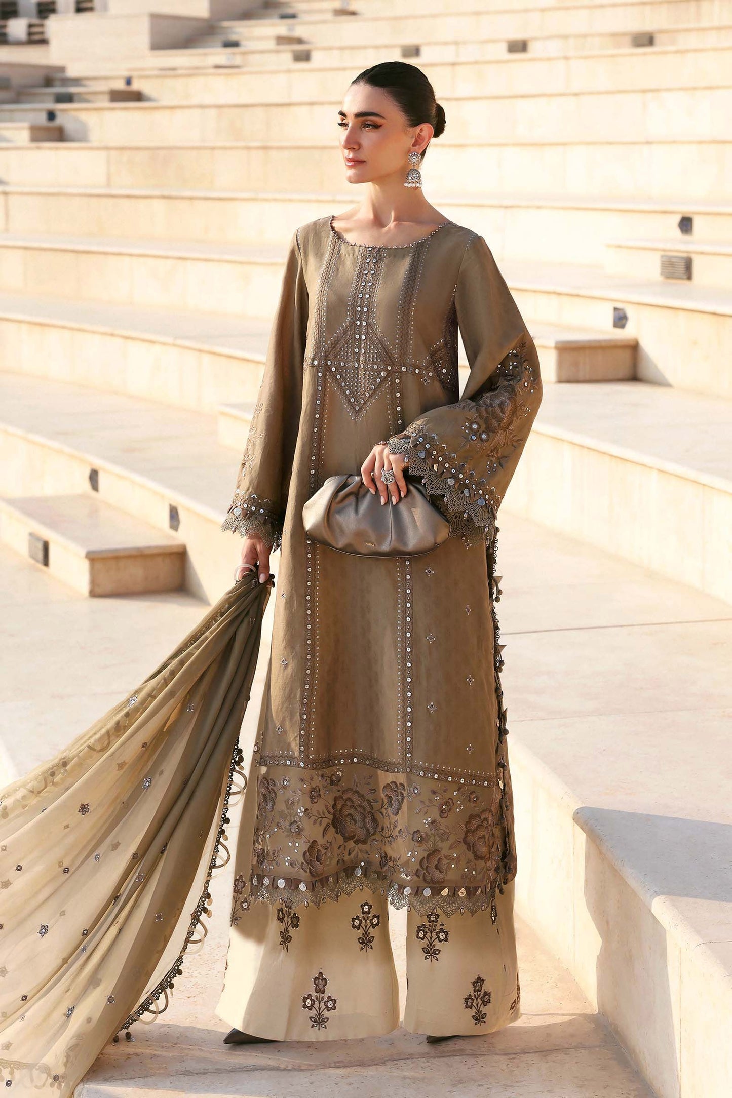 3 Piece Unstitched Embroidered Jacquard Lawn Suit