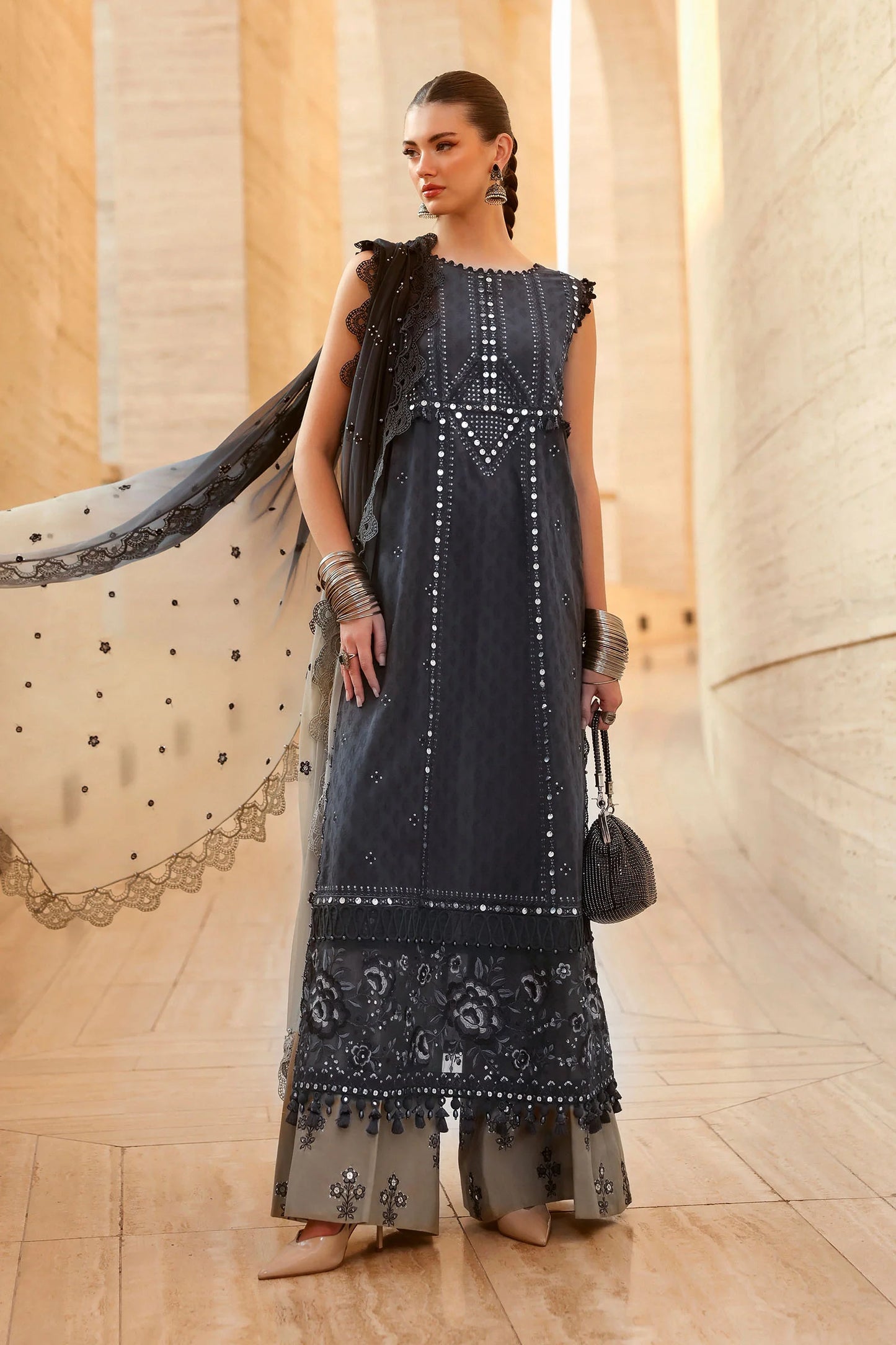 3 Piece Unstitched Embroidered Jacquard Lawn Suit