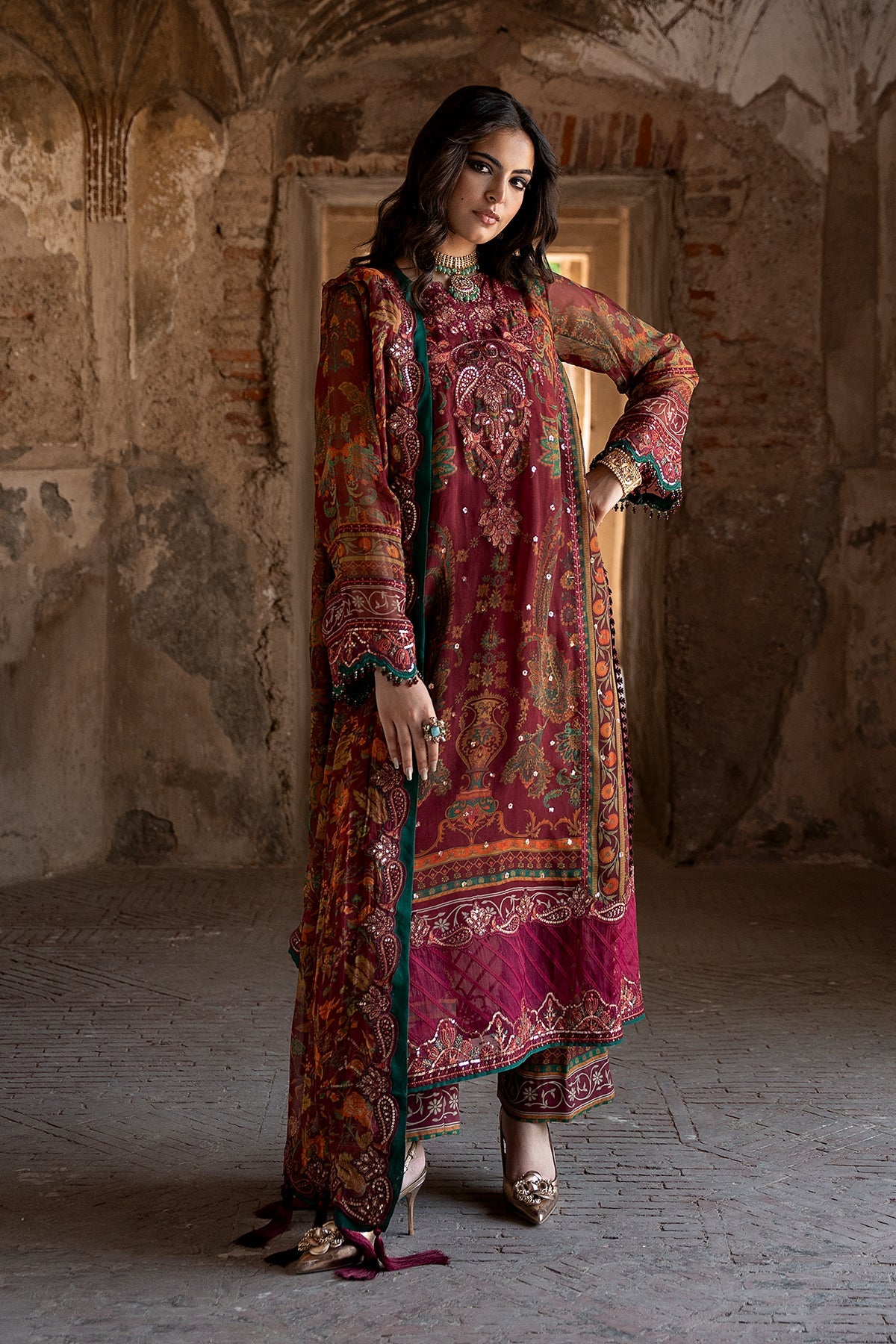 Charizma 3-PC Unstitched Embroidered Chiffon Collection VSLW6-04