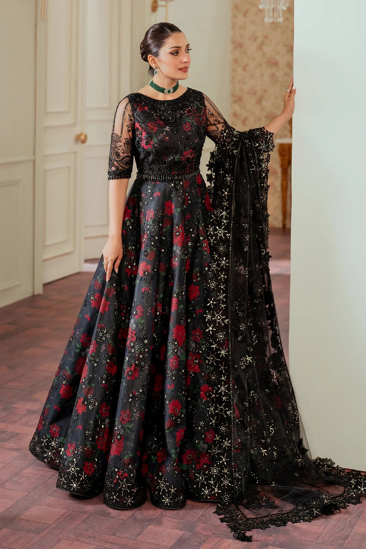 EMBROIDERED NET CH13-05 UNSTITCHED