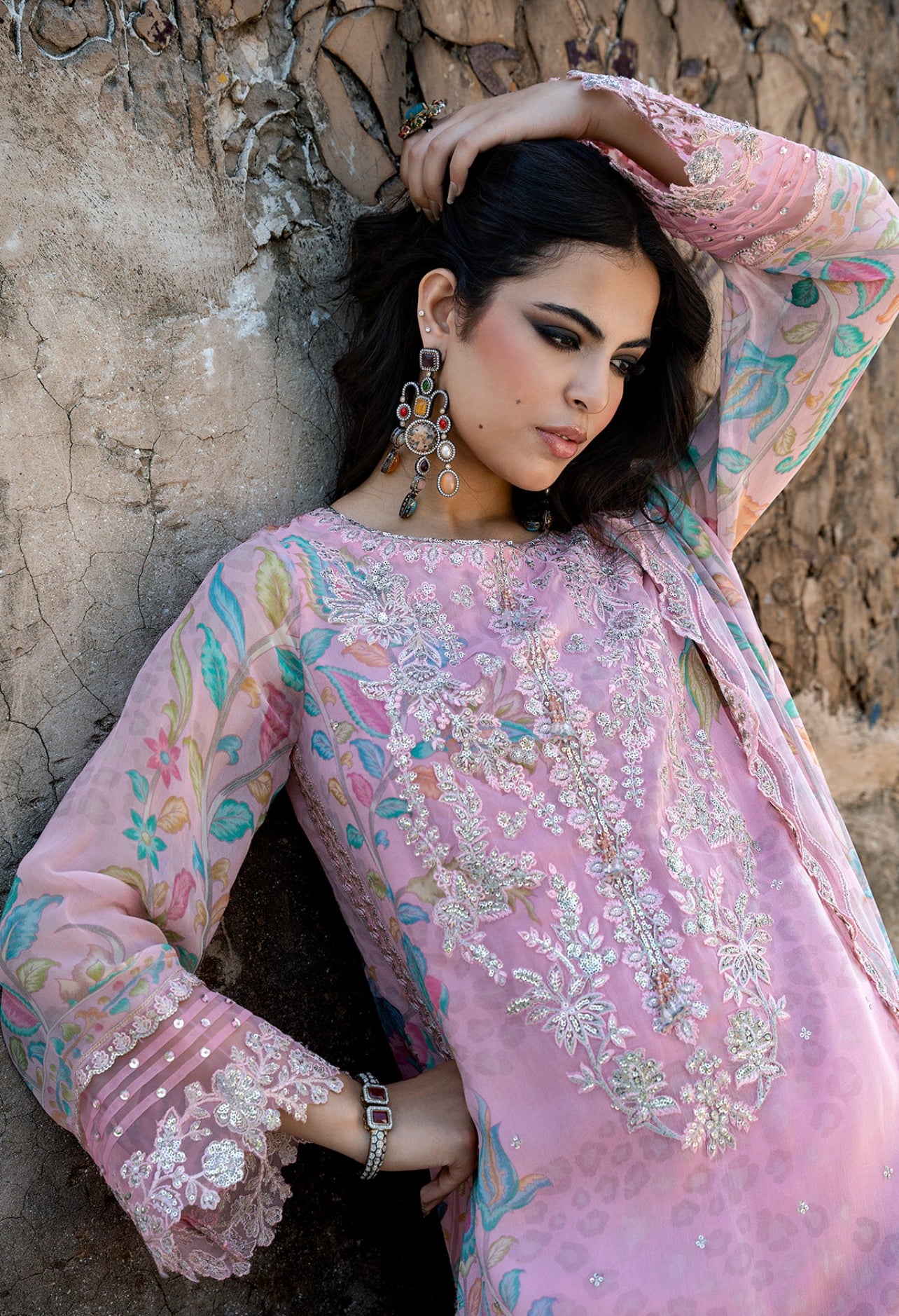 3-PC UNSTITCHED EMBROIDERED CHIFFON COLLECTION VSLW6-01