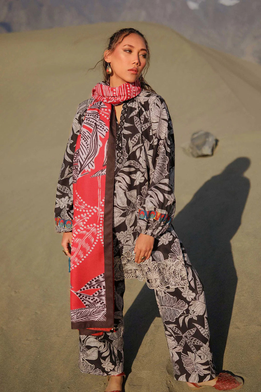 3 Pc Unstitched Printed Khaddar Suit | 509-B