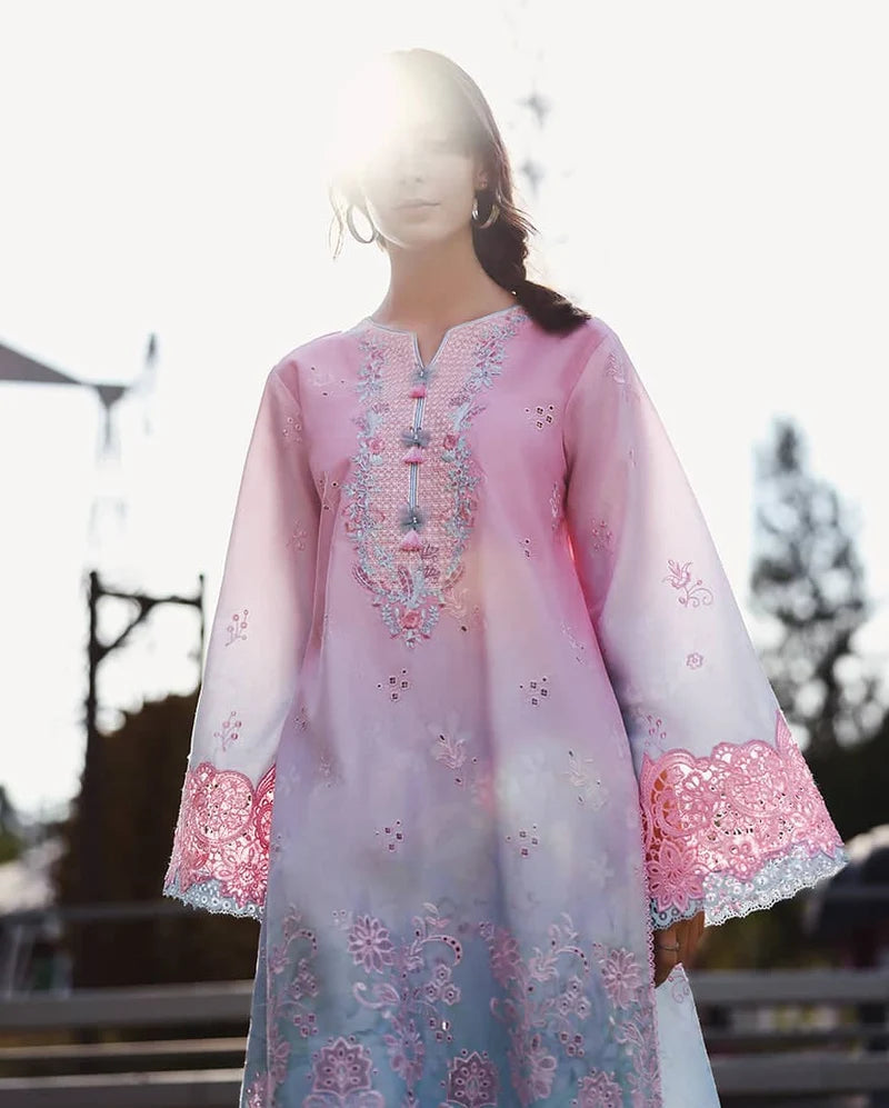 Lawn - Mushq - Solace 26 - Ombre Chikankari - MUNSS#207 - Faint Blossom