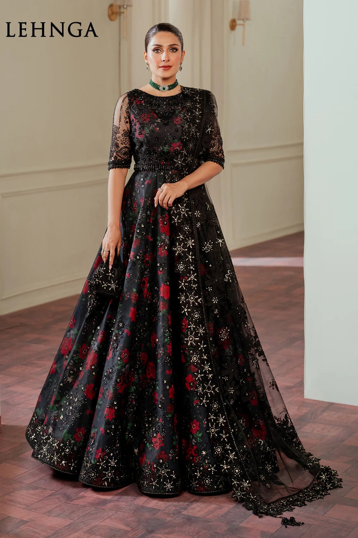 EMBROIDERED NET CH13-05 UNSTITCHED