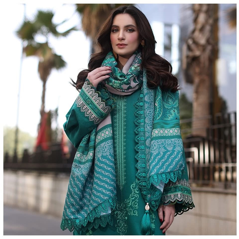 3-PC UNSTITCHED EMBROIDERED LEATHER WITH PRINTED WOOL SHAWL PS4-11